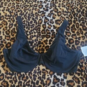 NWT Le Mystere Black Cotton Touch Unlined Underwire Bra, 32DD/E